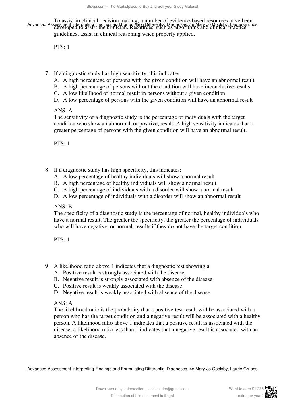 Preview page 5 of Test Bank For Advanced Assessment Interpreting Findings and Formulating Differential Diagnoses 4th Edition By Mary Jo Go