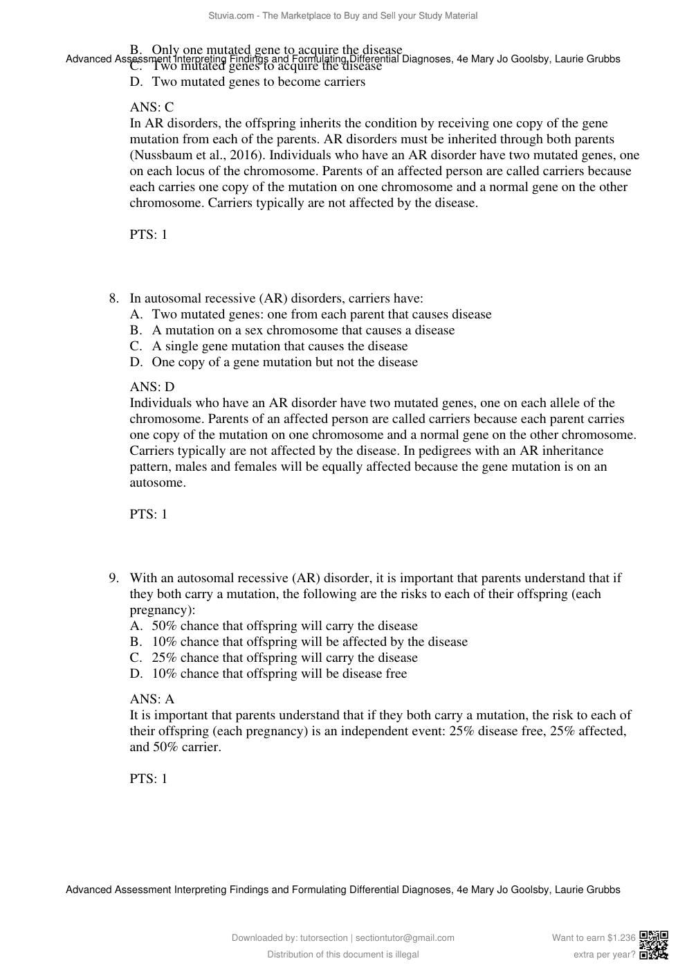Preview page 9 of Test Bank For Advanced Assessment Interpreting Findings and Formulating Differential Diagnoses 4th Edition By Mary Jo Go