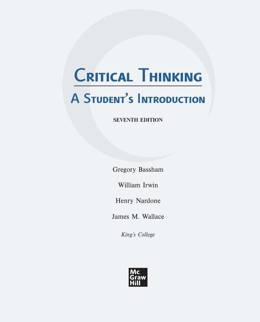 Preview page 2 of Critical Thinking a Students Introduction 7th Edition By Gregory Bassham, William Irwin