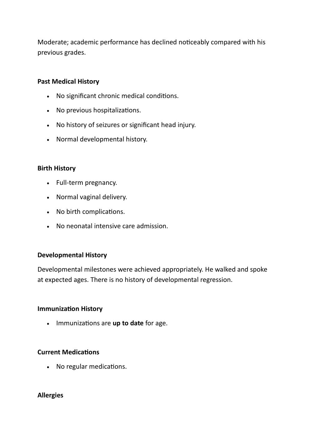 Preview page 5 of IHUMAN COMPREHENSIVE CASE  STUDY. 10-YEAR-OLD SLOAN  GLEN. REASON FOR ENCOUNTER:  SLIPPING GRADES.   EXAM STUDY GUIDE. G