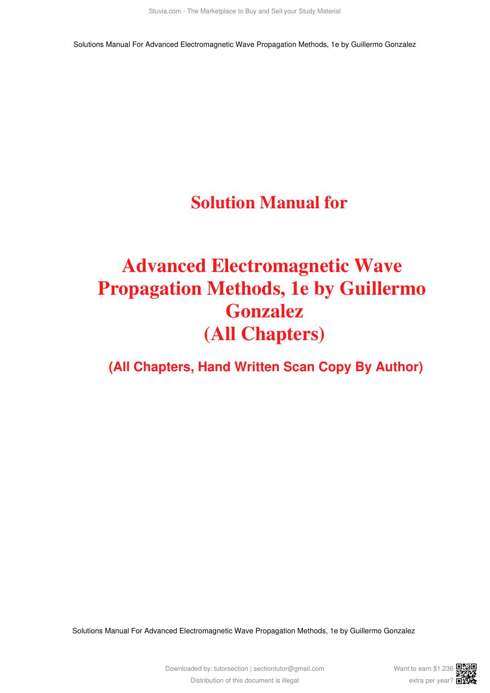 Preview page 2 of Solutions Manual For Advanced Electromagnetic Wave Propagation Methods, 1st Edition By Guillermo Gonzalez
