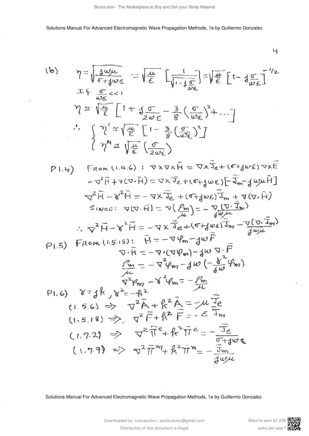 Preview page 6 of Solutions Manual For Advanced Electromagnetic Wave Propagation Methods, 1st Edition By Guillermo Gonzalez