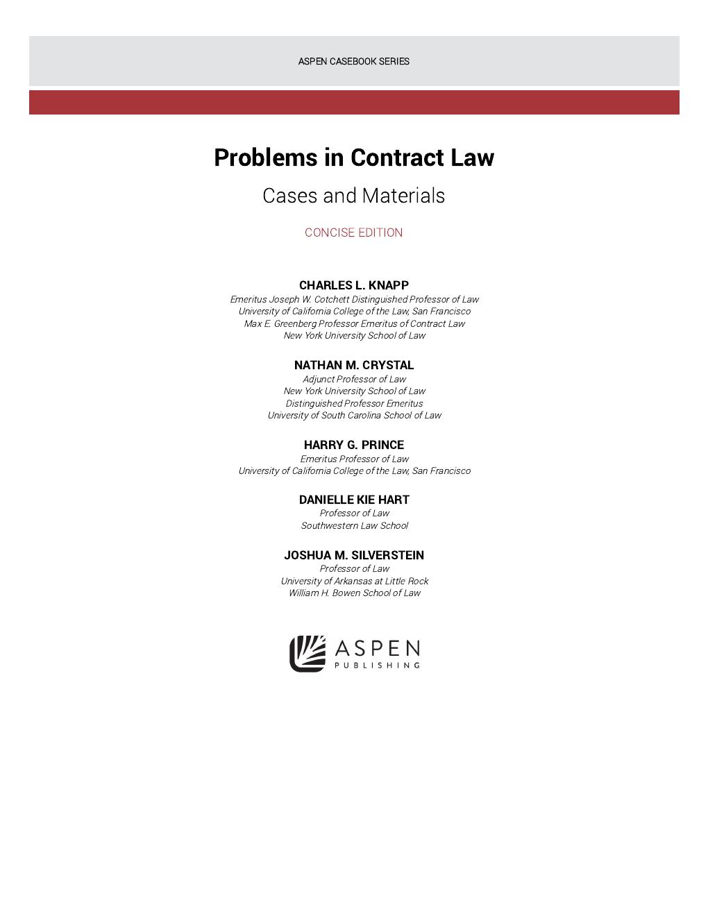 Preview page 4 of eBook PDF (EPUB) Problems in Contract Law Cases and Materials (Concise Edition) By Knapp Crystal, Prince Hart,  Silverst