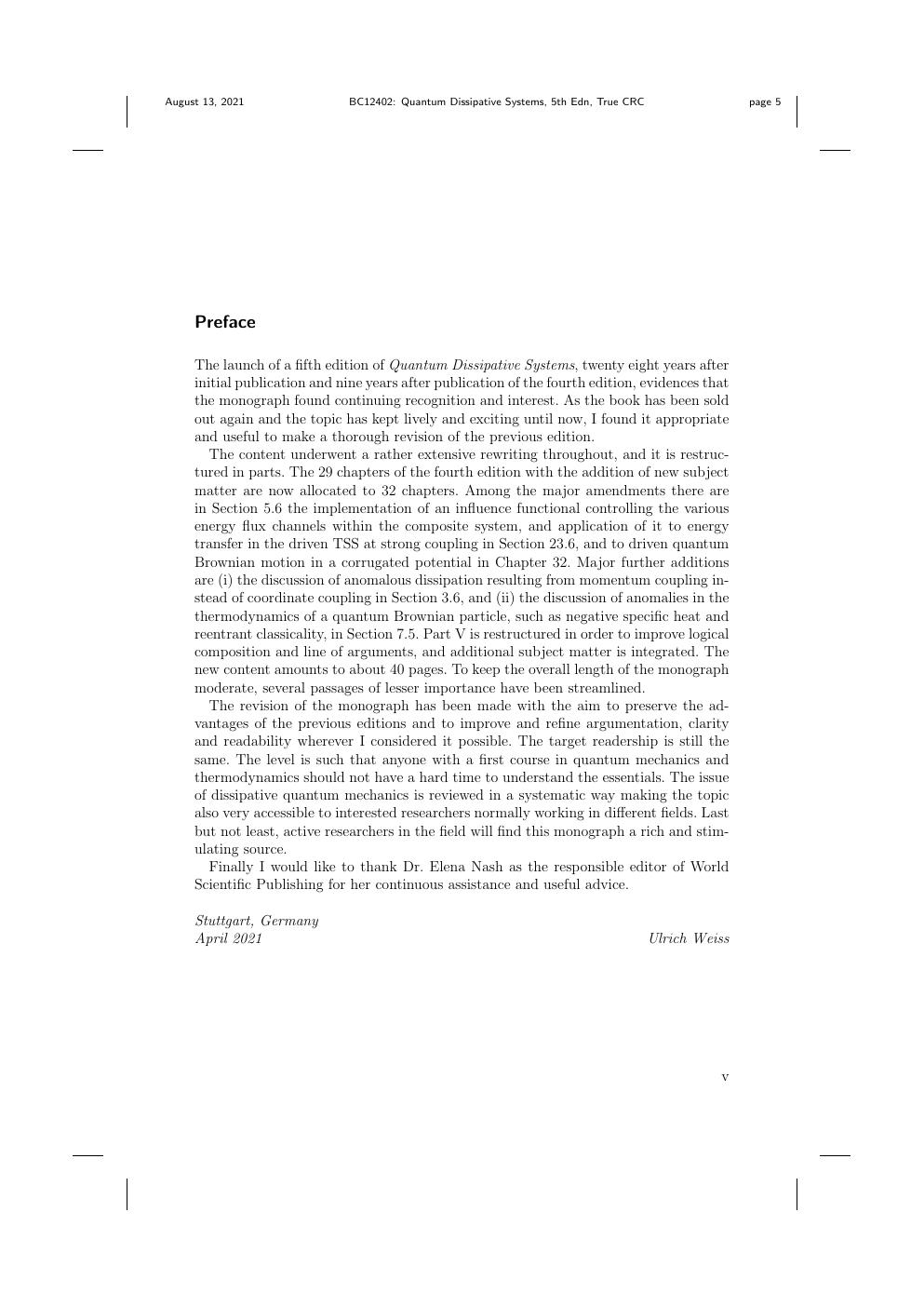 Preview page 6 of eBook PDF Quantum Dissipative Systems 5th Edition By Ulrich Weiss