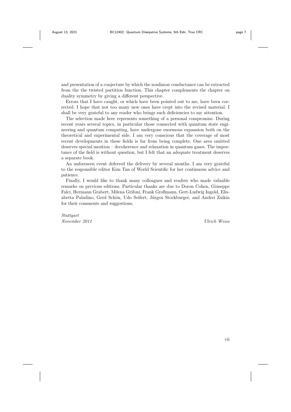 Preview page 8 of eBook PDF Quantum Dissipative Systems 5th Edition By Ulrich Weiss