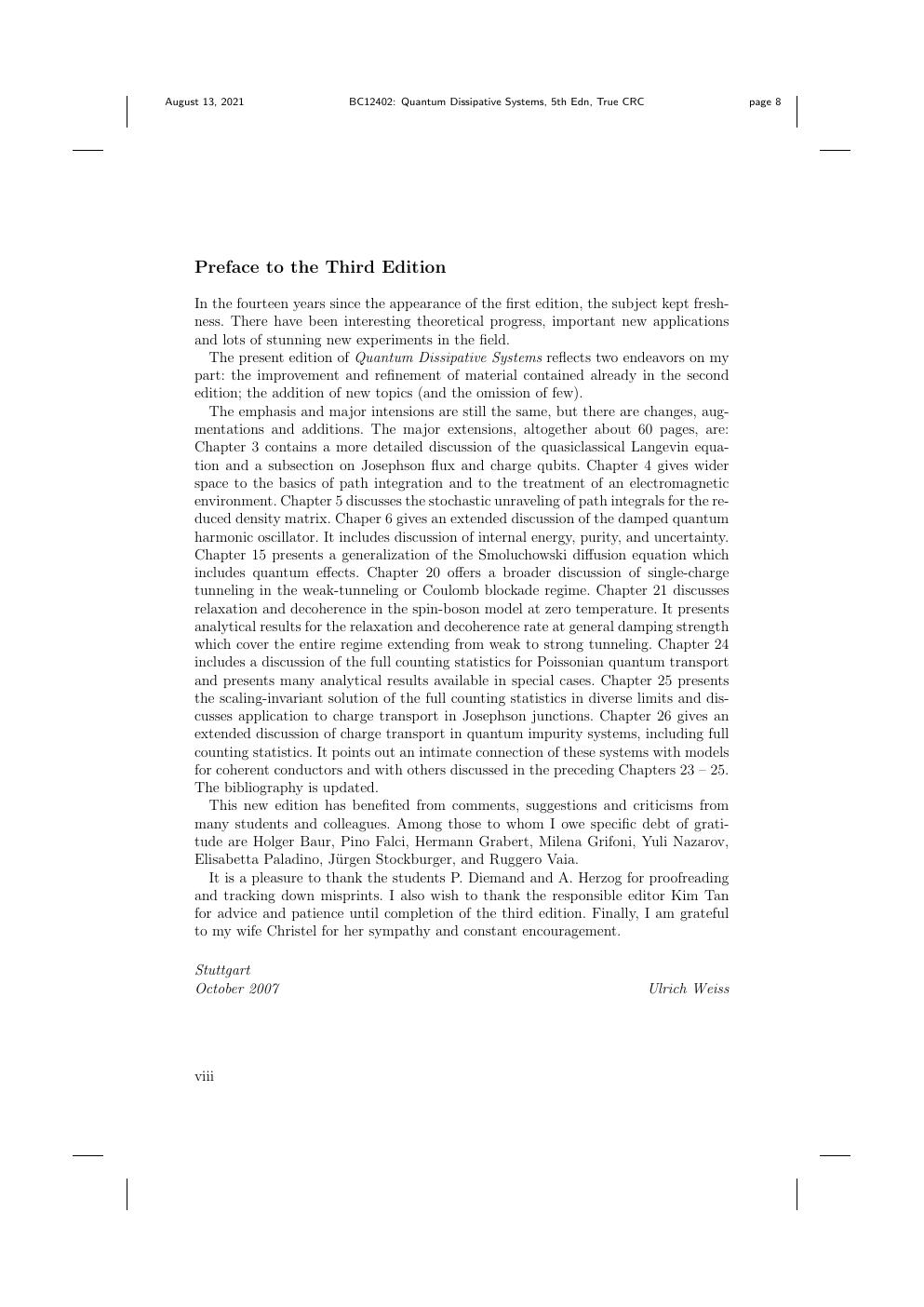 Preview page 9 of eBook PDF Quantum Dissipative Systems 5th Edition By Ulrich Weiss
