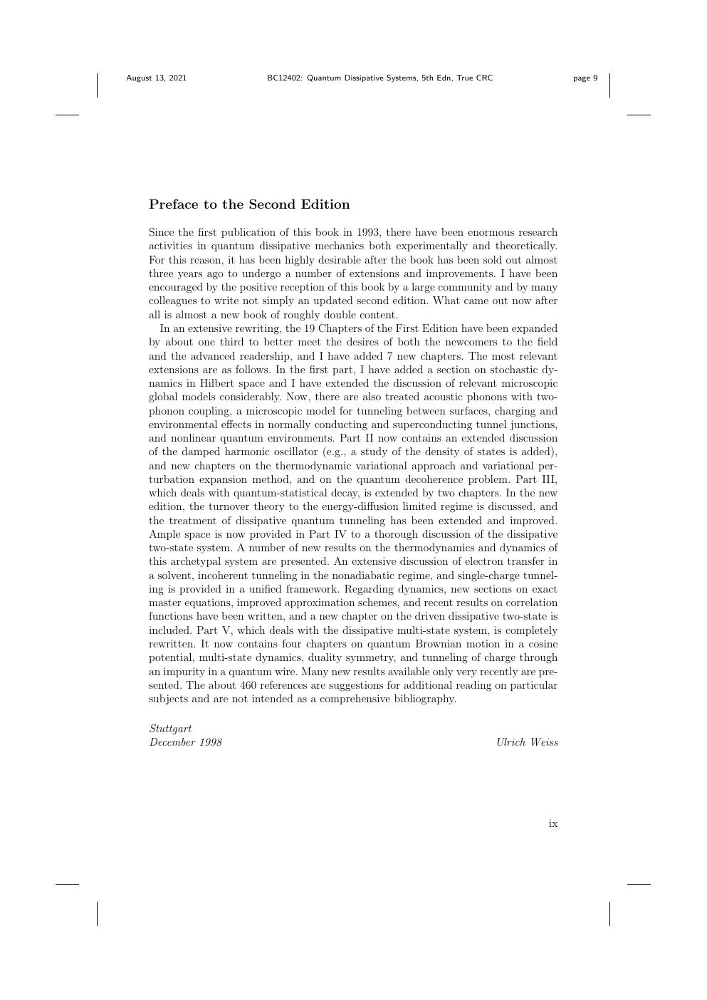 Preview page 10 of eBook PDF Quantum Dissipative Systems 5th Edition By Ulrich Weiss
