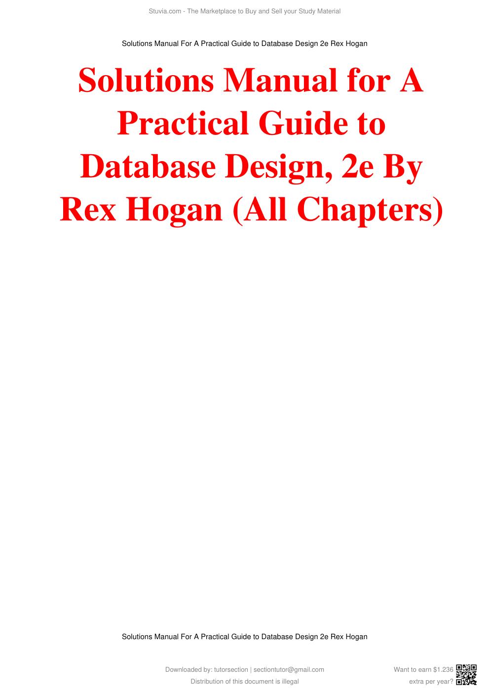 Preview page 2 of Solutions Manual For A Practical Guide to Database Design 2nd Edition By Rex Hogan