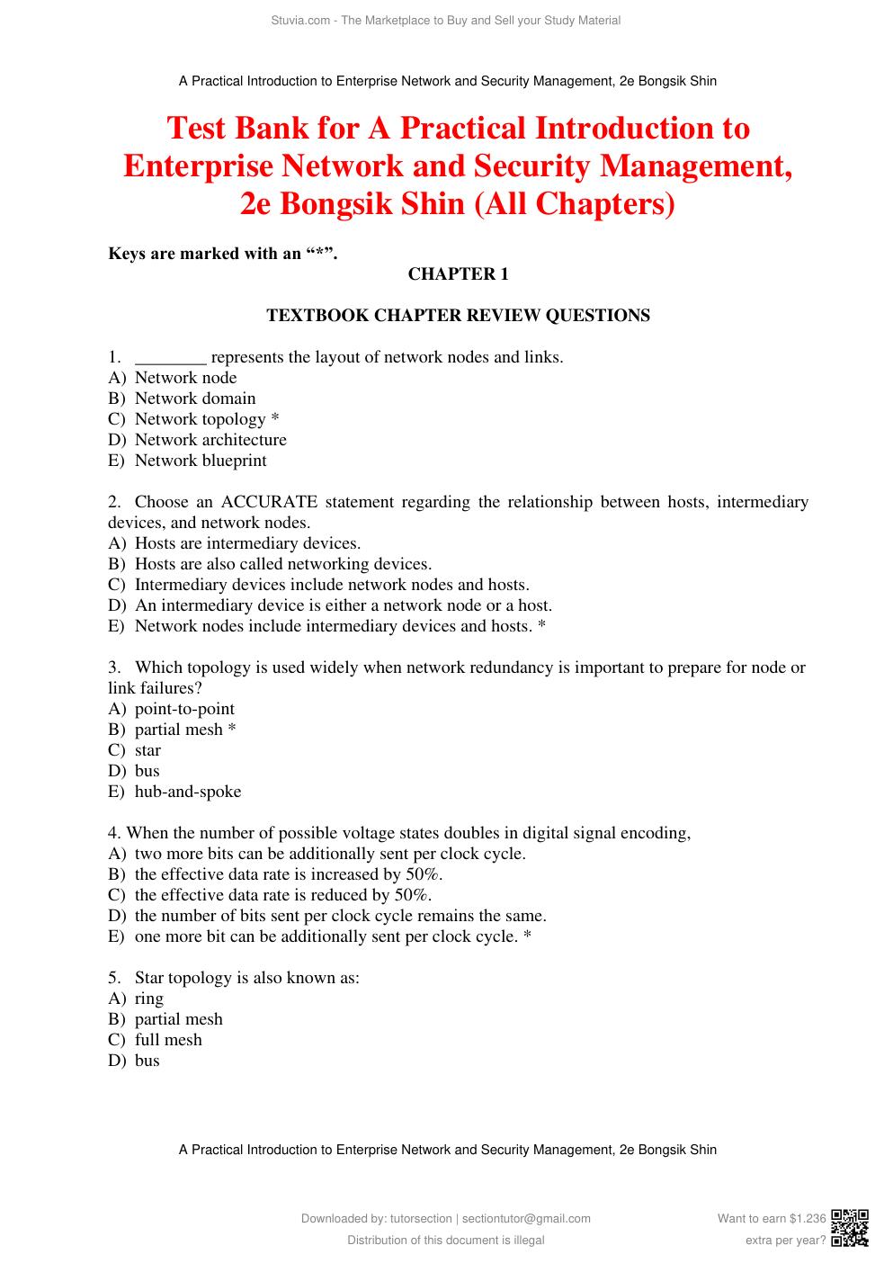 Preview page 2 of Test Bank for A Practical Introduction to Enterprise Network and Security Management, 2nd Edition By Bongsik Shin