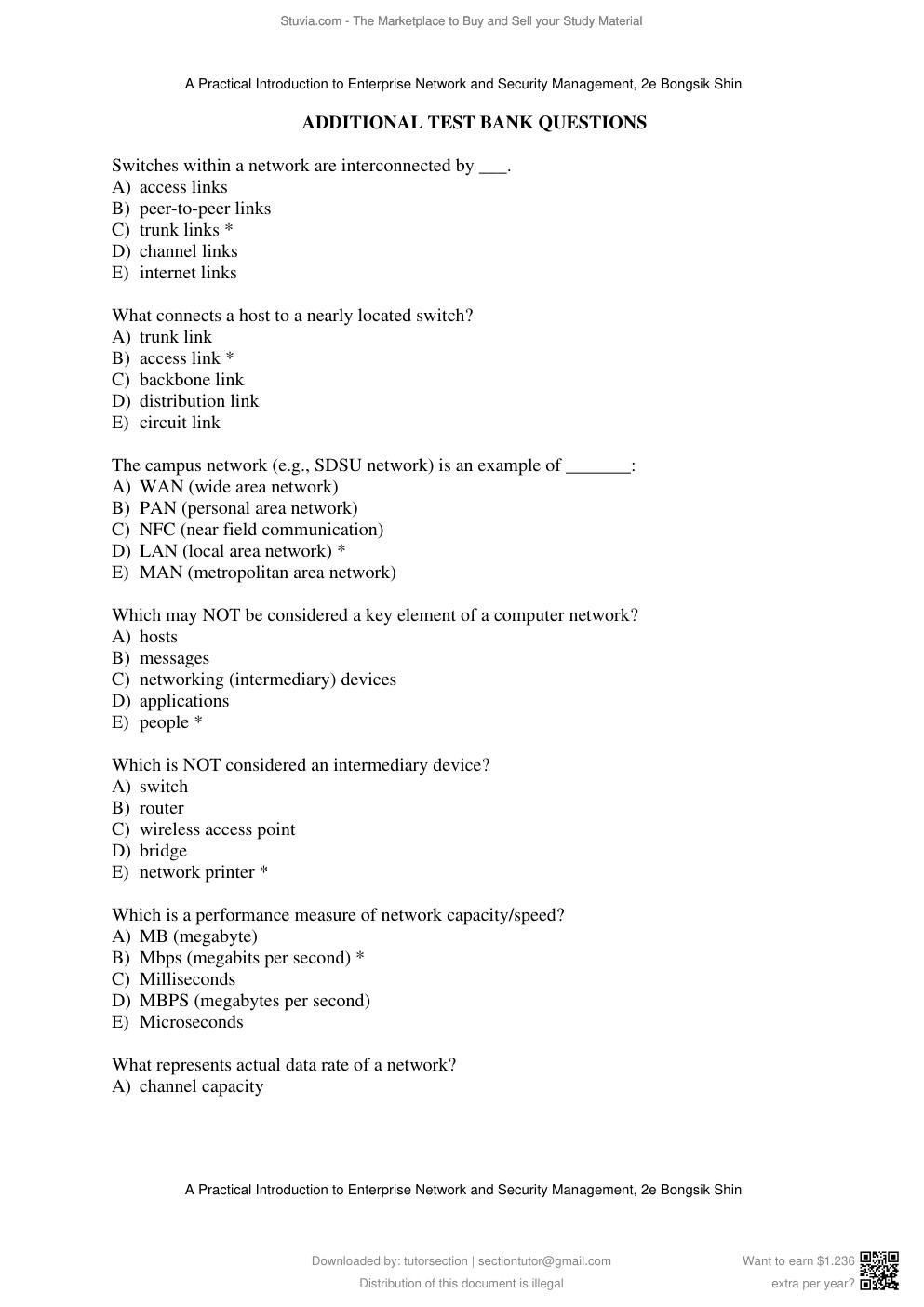 Preview page 9 of Test Bank for A Practical Introduction to Enterprise Network and Security Management, 2nd Edition By Bongsik Shin