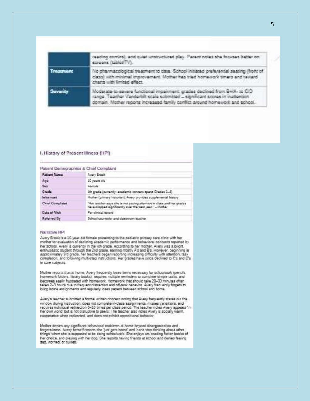 Preview page 5 of Nr 602 Sloan Glen Case Solution 10-Year Old  Female with Slipping Grades  Complete Assignment Guide  with Expert HPI Que