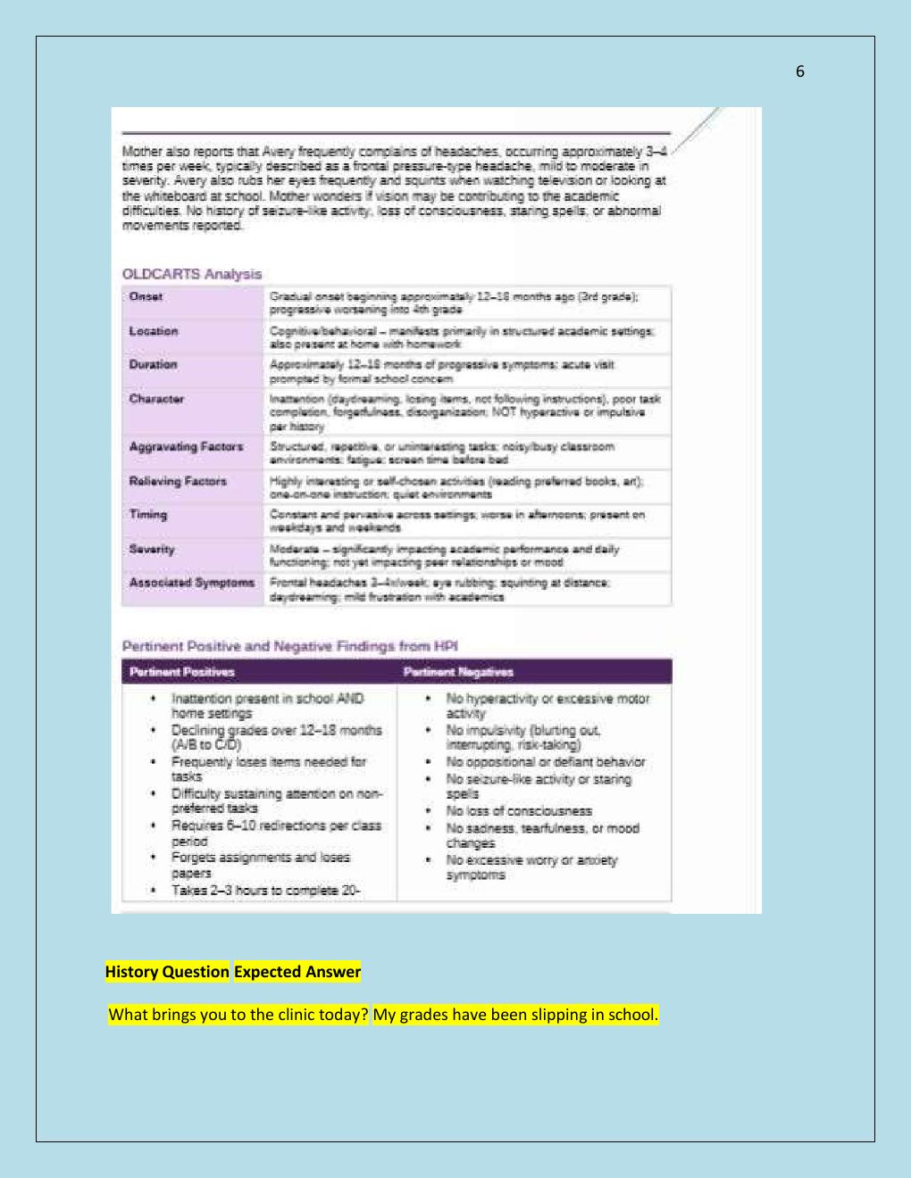 Preview page 6 of Nr 602 Sloan Glen Case Solution 10-Year Old  Female with Slipping Grades  Complete Assignment Guide  with Expert HPI Que