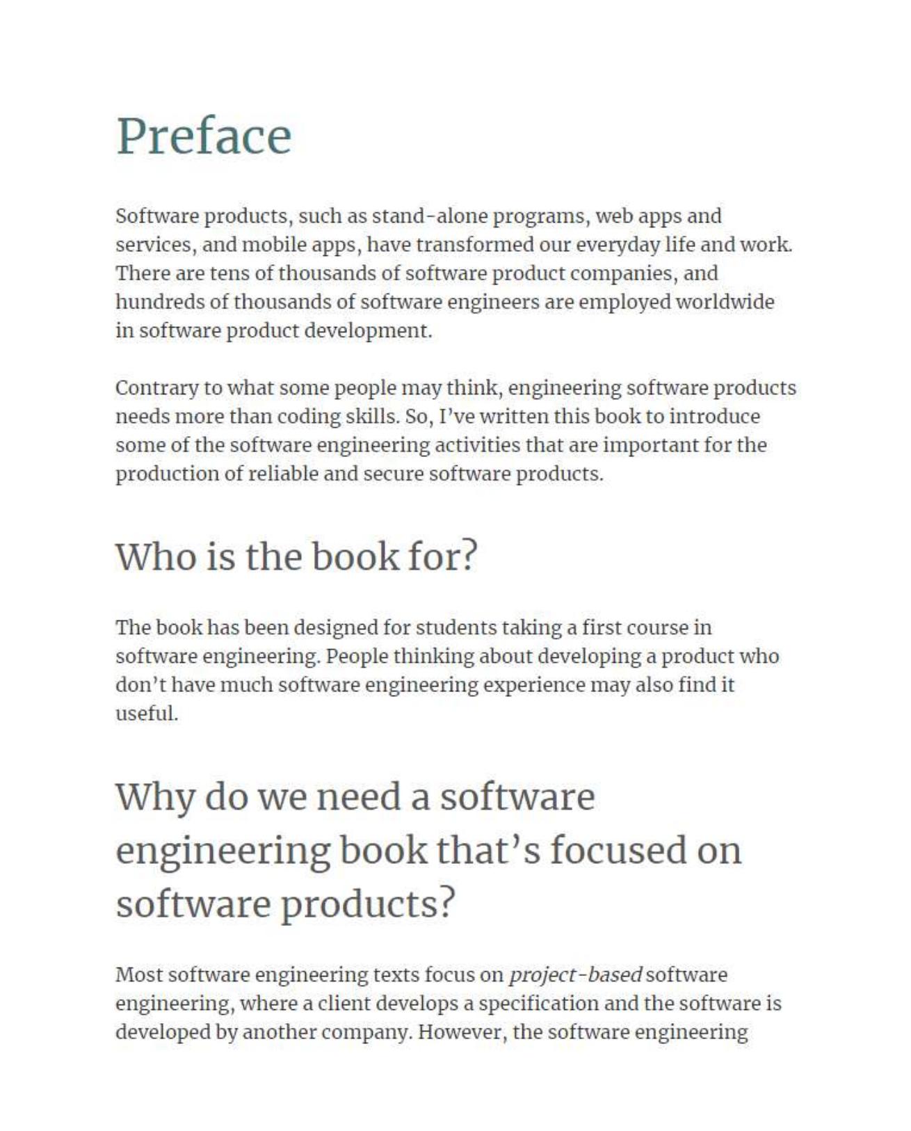 Preview page 6 of eBook [PDF] Engineering Software Products An Introduction to Modern Software Engineering 1st Edition By Ian Sommerville