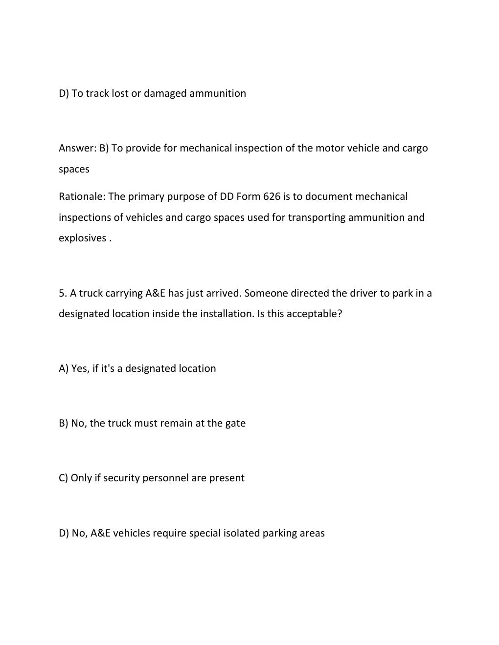 Preview page 4 of Ammo 51 Course MV-DL Questions and Answers 100%...