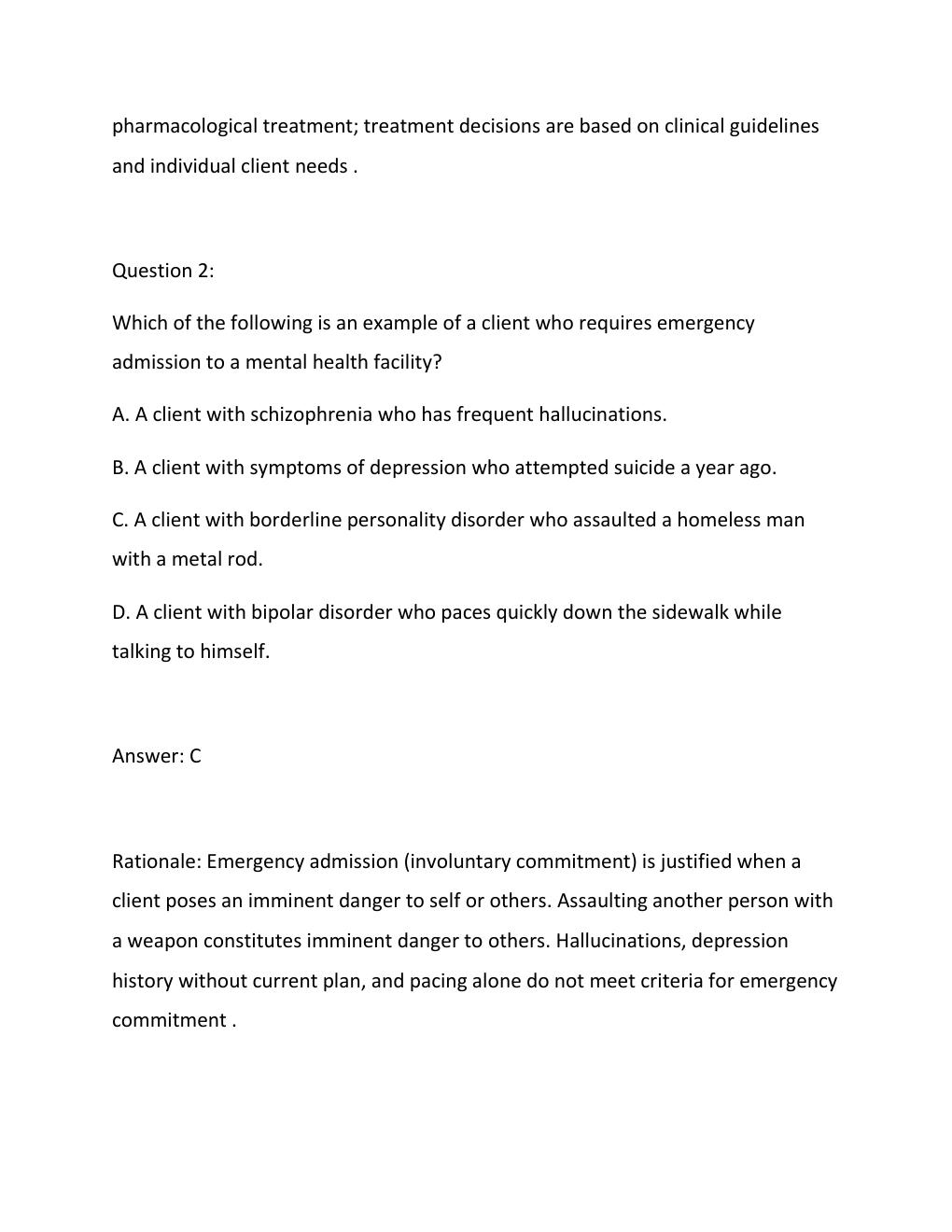 Preview page 2 of MENTAL HEALTH RN ATI PROCTORED EXAM 2026