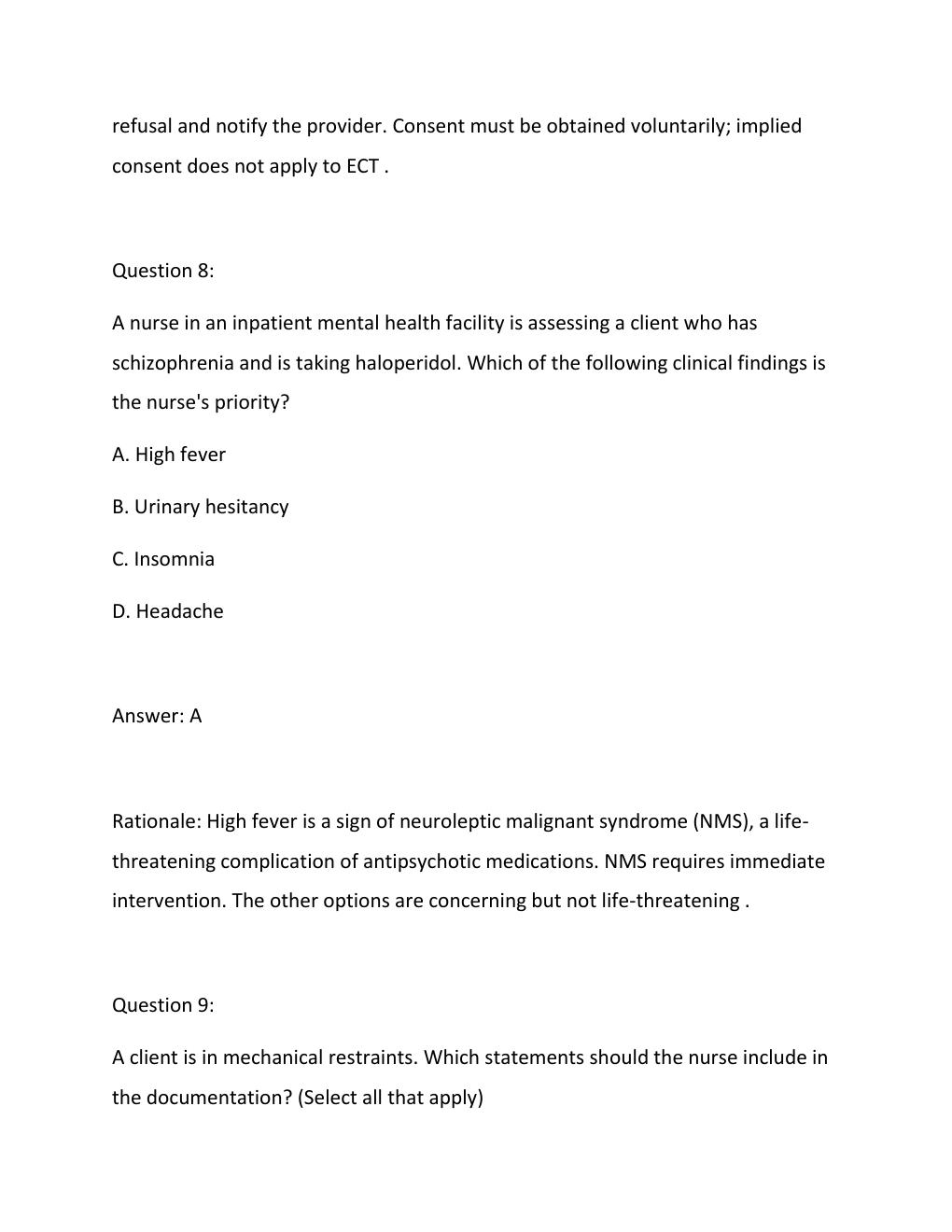 Preview page 7 of MENTAL HEALTH RN ATI PROCTORED EXAM 2026