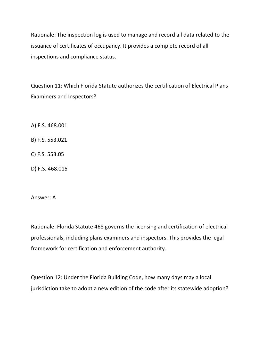 Preview page 8 of Florida Electrical Inspector Exam Practice Questions And Correct Answers