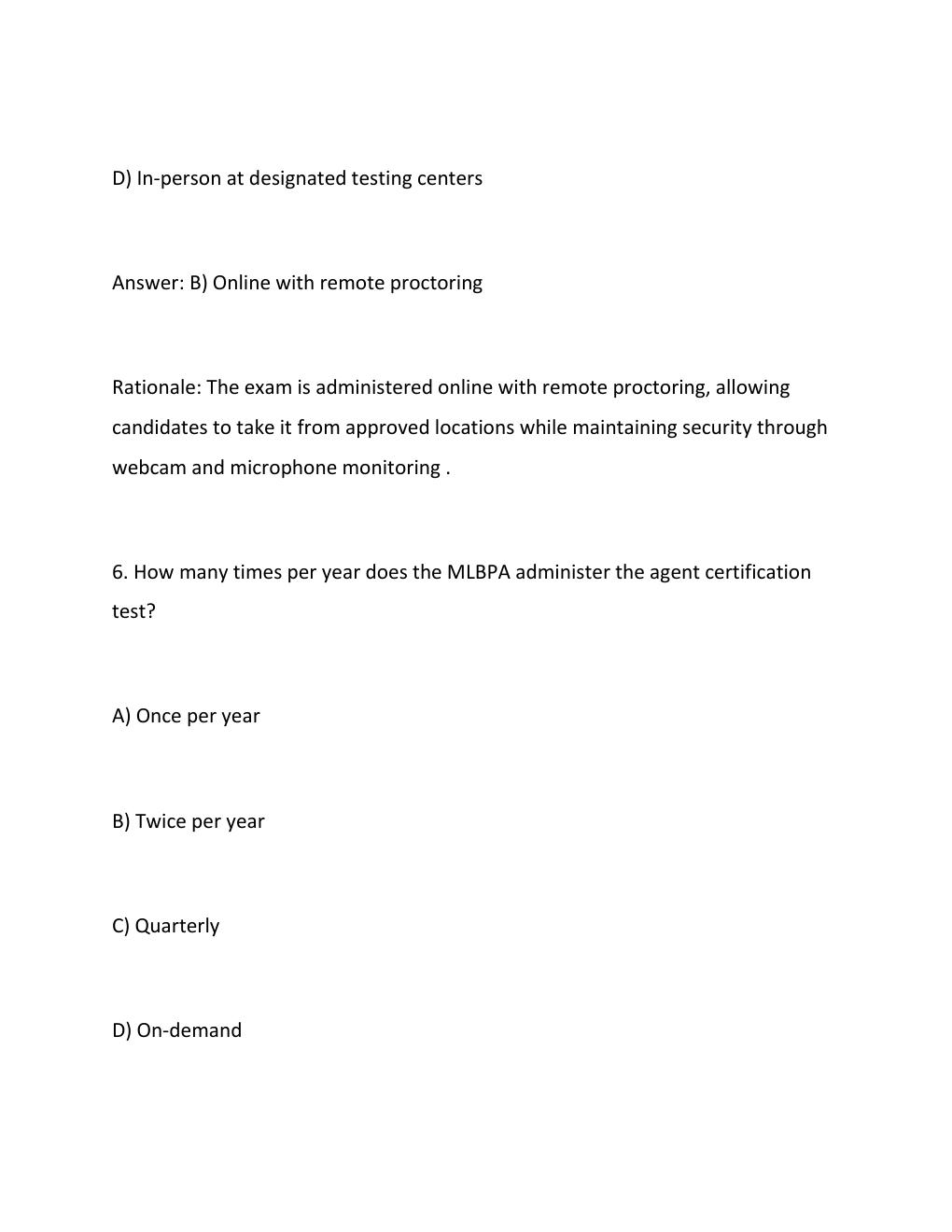 Preview page 5 of MLBPA GENERAL CERTIFIED AGENT FINAL STUDY GUIDE 2026 TESTED ANSWERS GRADED A