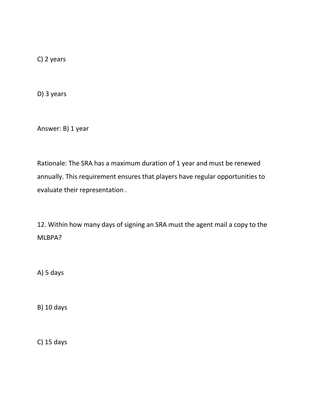 Preview page 10 of MLBPA GENERAL CERTIFIED AGENT FINAL STUDY GUIDE 2026 TESTED ANSWERS GRADED A