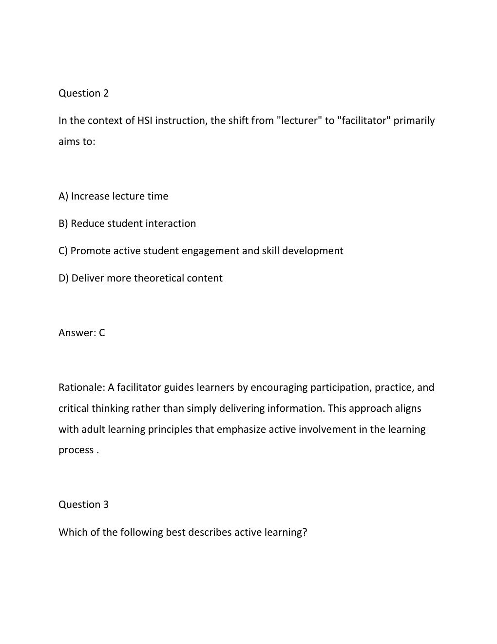Preview page 2 of HSI Instructor Development Course Exam Questions and answers with verified Answers