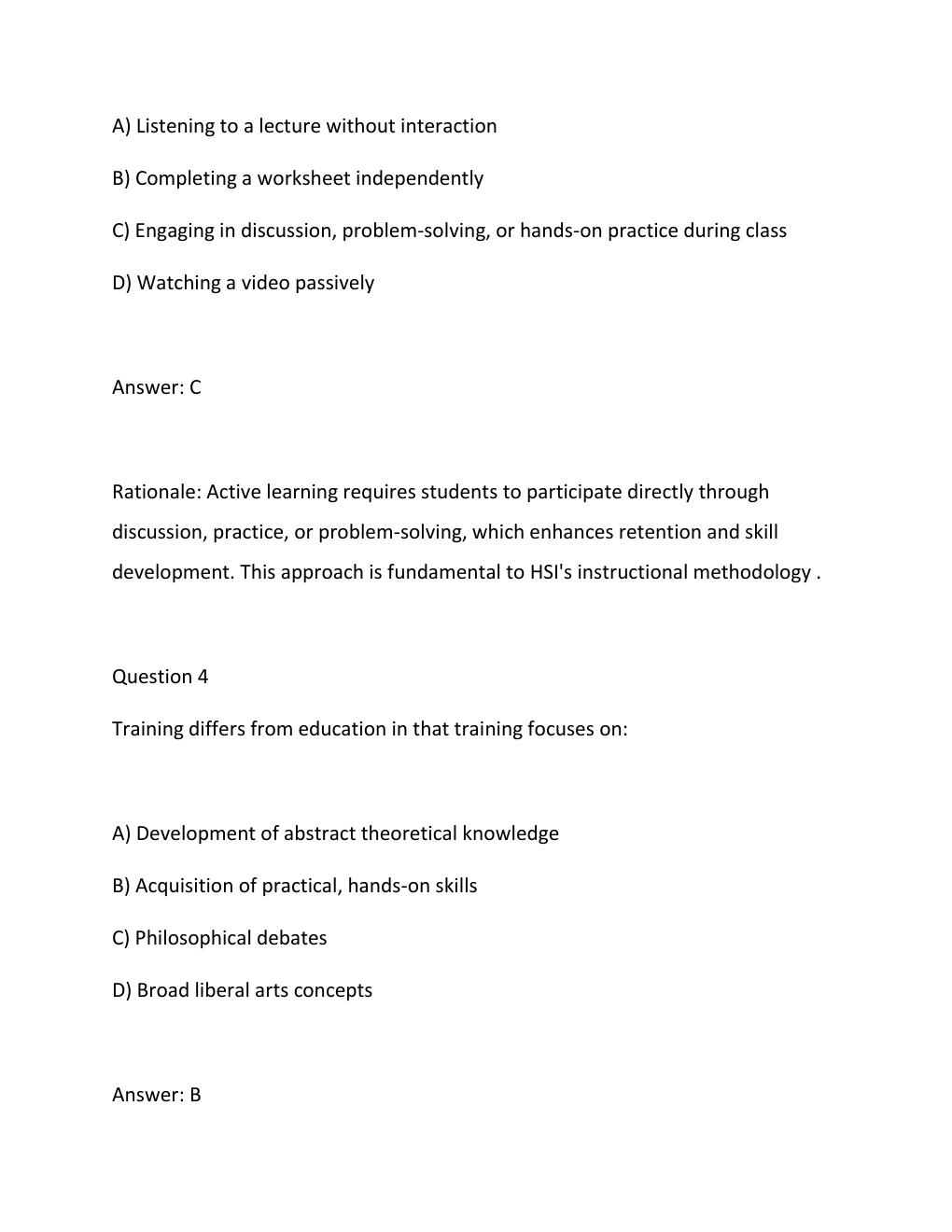 Preview page 3 of HSI Instructor Development Course Exam Questions and answers with verified Answers