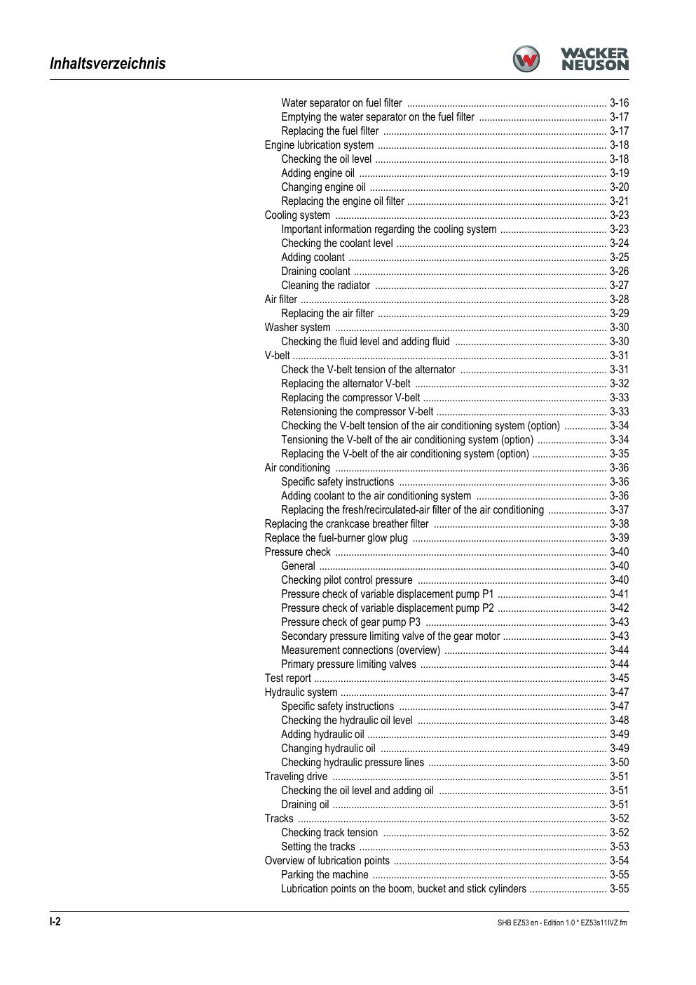 Preview page 4 of WACKER NEUSON EZ53 TRACKED EXCAVATOR SERVICE MANUAL