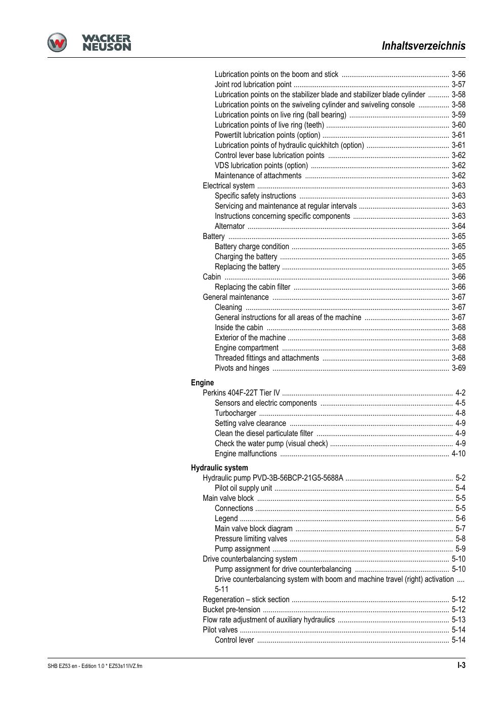 Preview page 5 of WACKER NEUSON EZ53 TRACKED EXCAVATOR SERVICE MANUAL