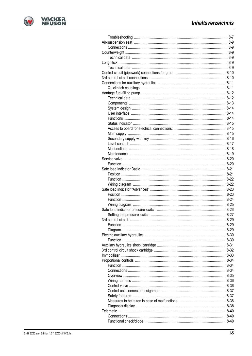 Preview page 7 of WACKER NEUSON EZ53 TRACKED EXCAVATOR SERVICE MANUAL