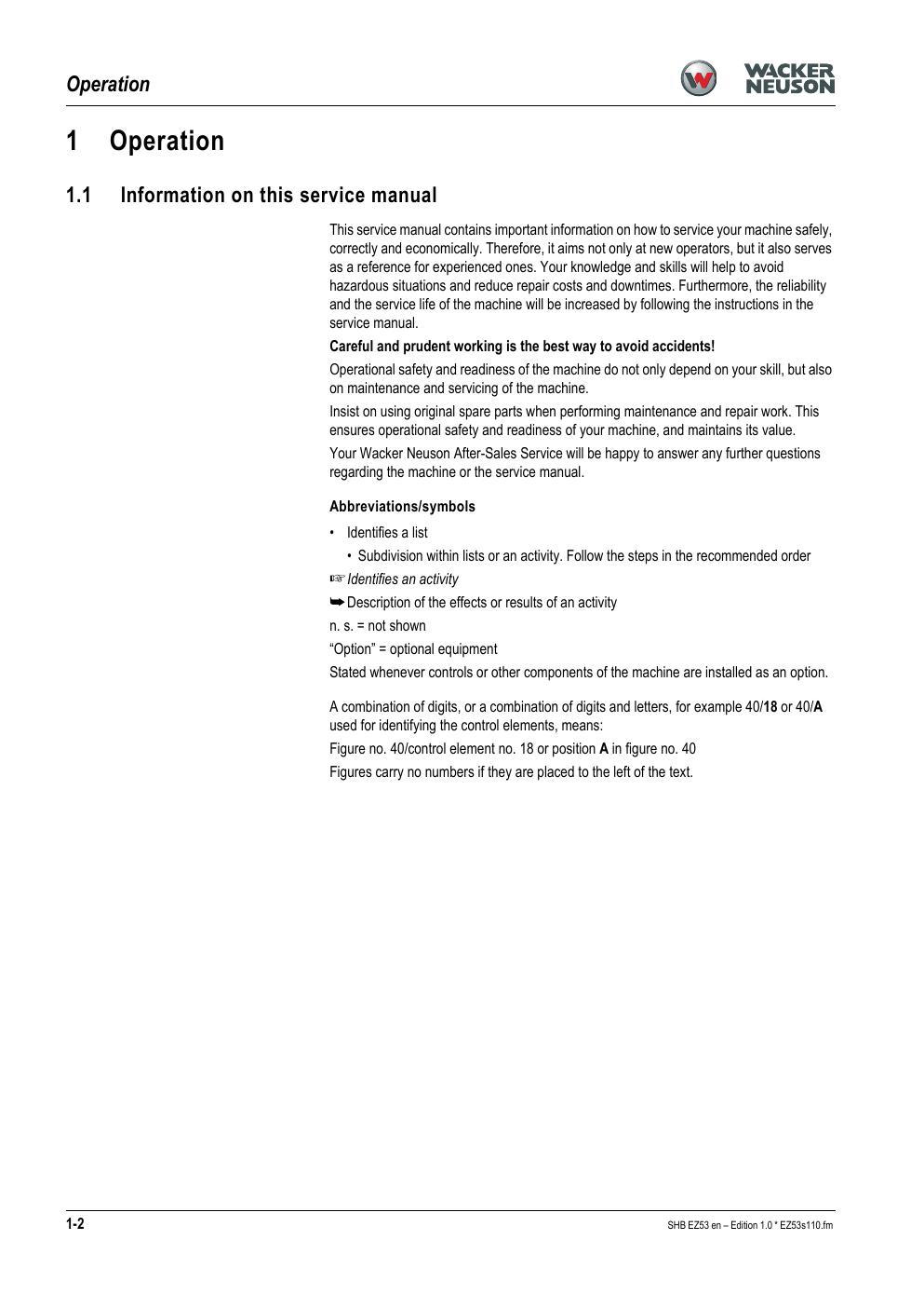 Preview page 10 of WACKER NEUSON EZ53 TRACKED EXCAVATOR SERVICE MANUAL