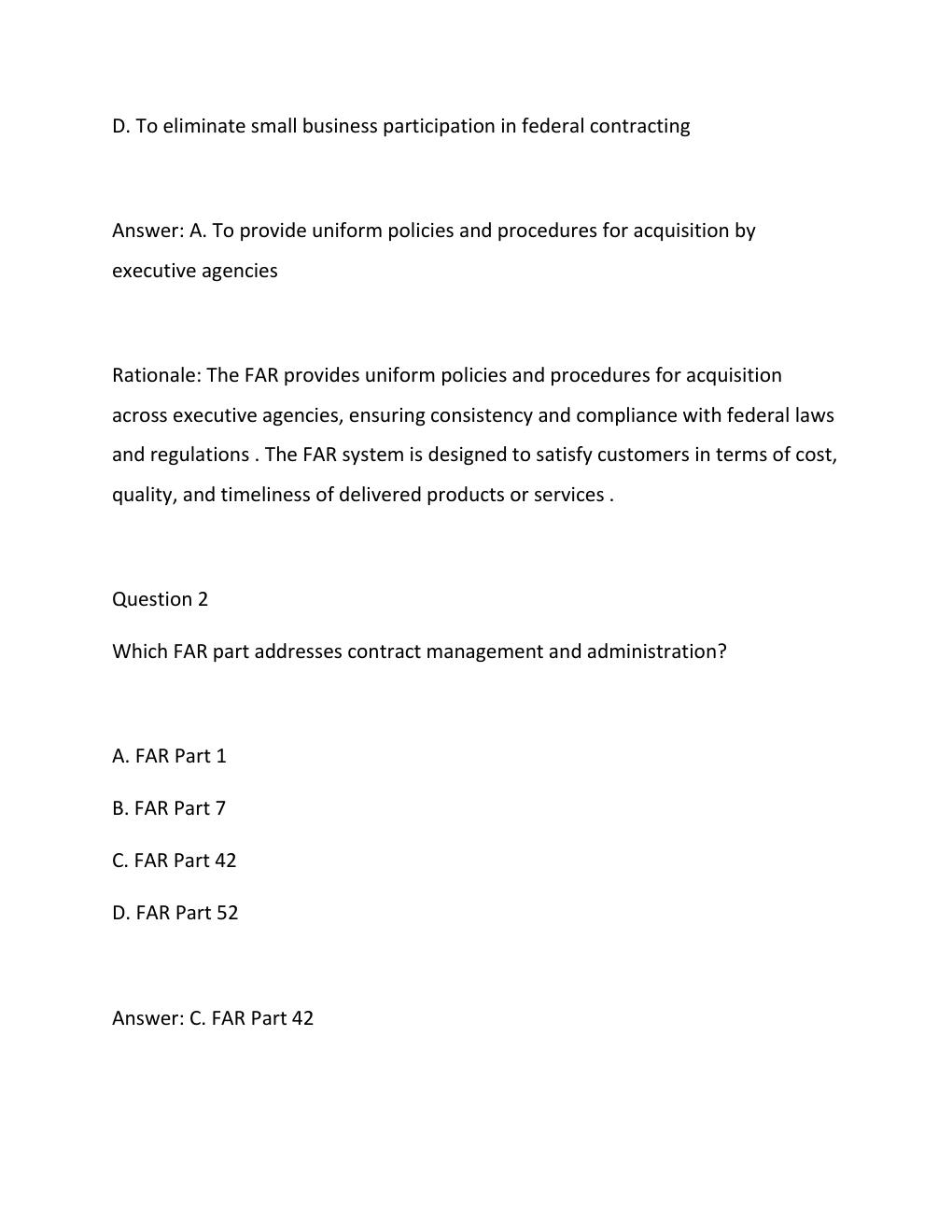 Preview page 2 of FAC-C CERTIFICATION EXAM 2026  COMPLETE PRACTICE QUESTIONS & VERIFIED ANSWERS WITH DETAILED RATIONALES  FEDERAL ACQUISIT
