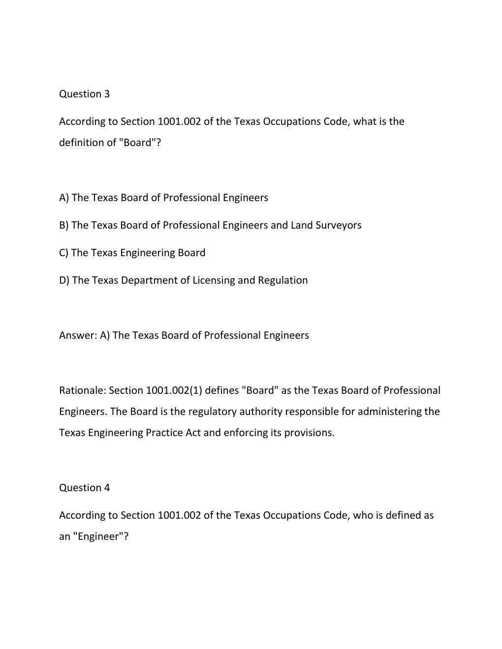 Preview page 3 of PE ETHICS EXAM ANSWERS BASED ON THE TEXAS ENGINEERING PRACTICE ACT AND BOARD RULES LATEST UPDATE