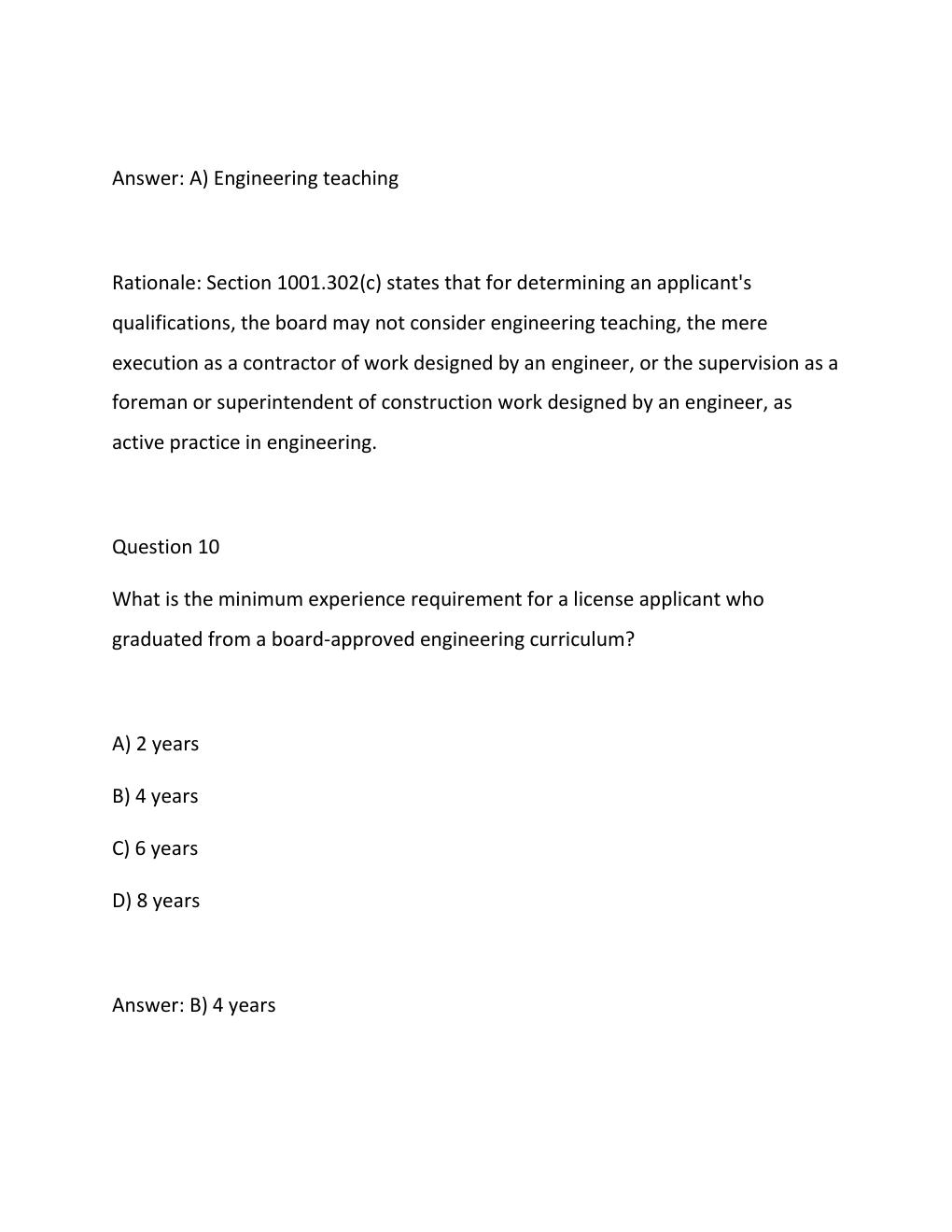 Preview page 8 of PE ETHICS EXAM ANSWERS BASED ON THE TEXAS ENGINEERING PRACTICE ACT AND BOARD RULES LATEST UPDATE
