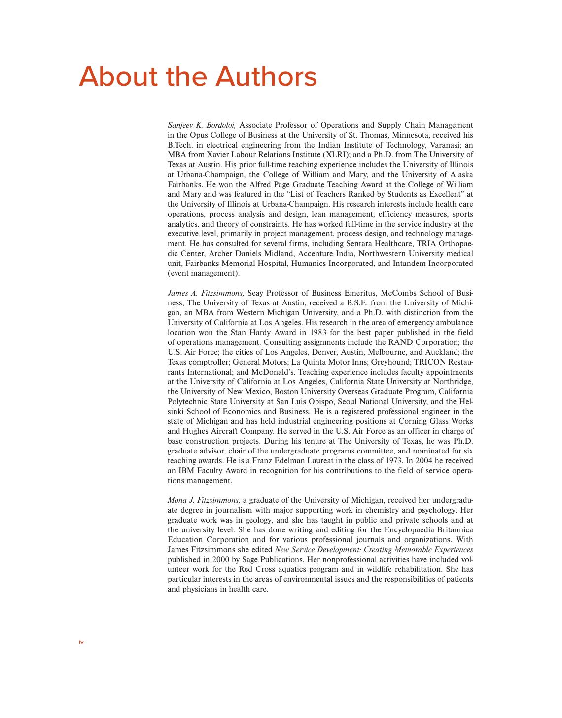 Preview page 5 of Service Management Operations Strategy Information Technology 2026 Release By Sanjeev Bordoloi, James Fitzsimmons, Mona