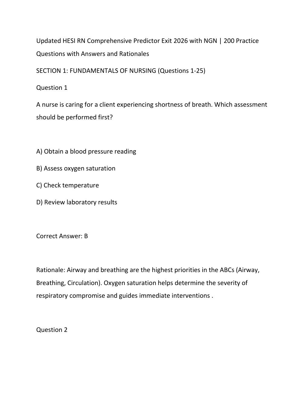 Preview page 7 of Updated HESI RN Comprehensive Predictor Exit 2026 with NGN  Comprehensive Questions and Answers