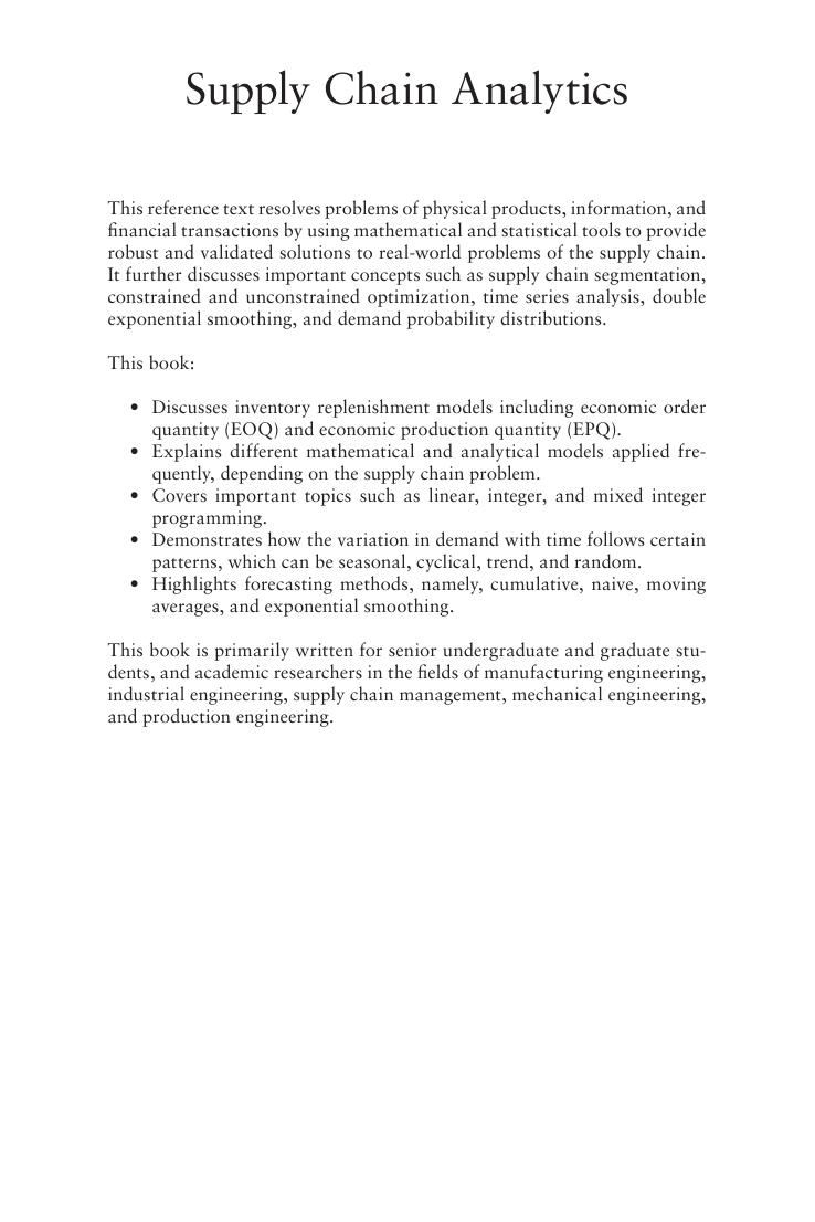 Preview page 3 of eBook PDF Supply Chain Analytics Principles and Applications 1st Edition By Vikas Singla