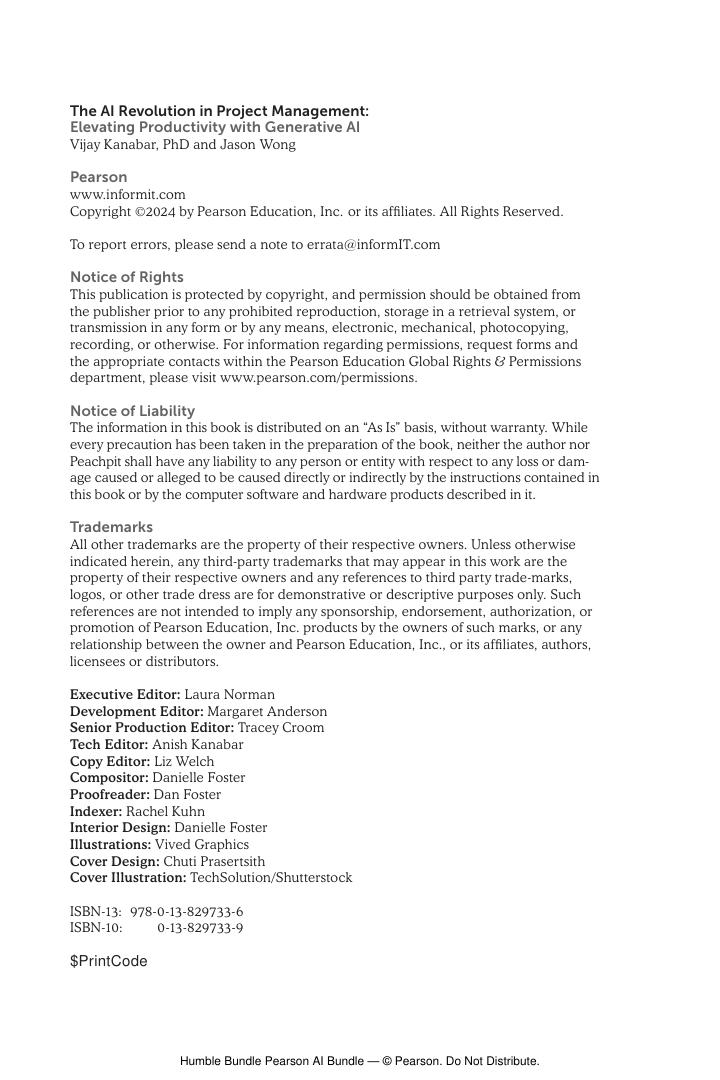 Preview page 2 of The AI Revolution in Project Management Elevating Productivity with Generative AI 1st Edition By Vijay Kanabar, Jason Wo