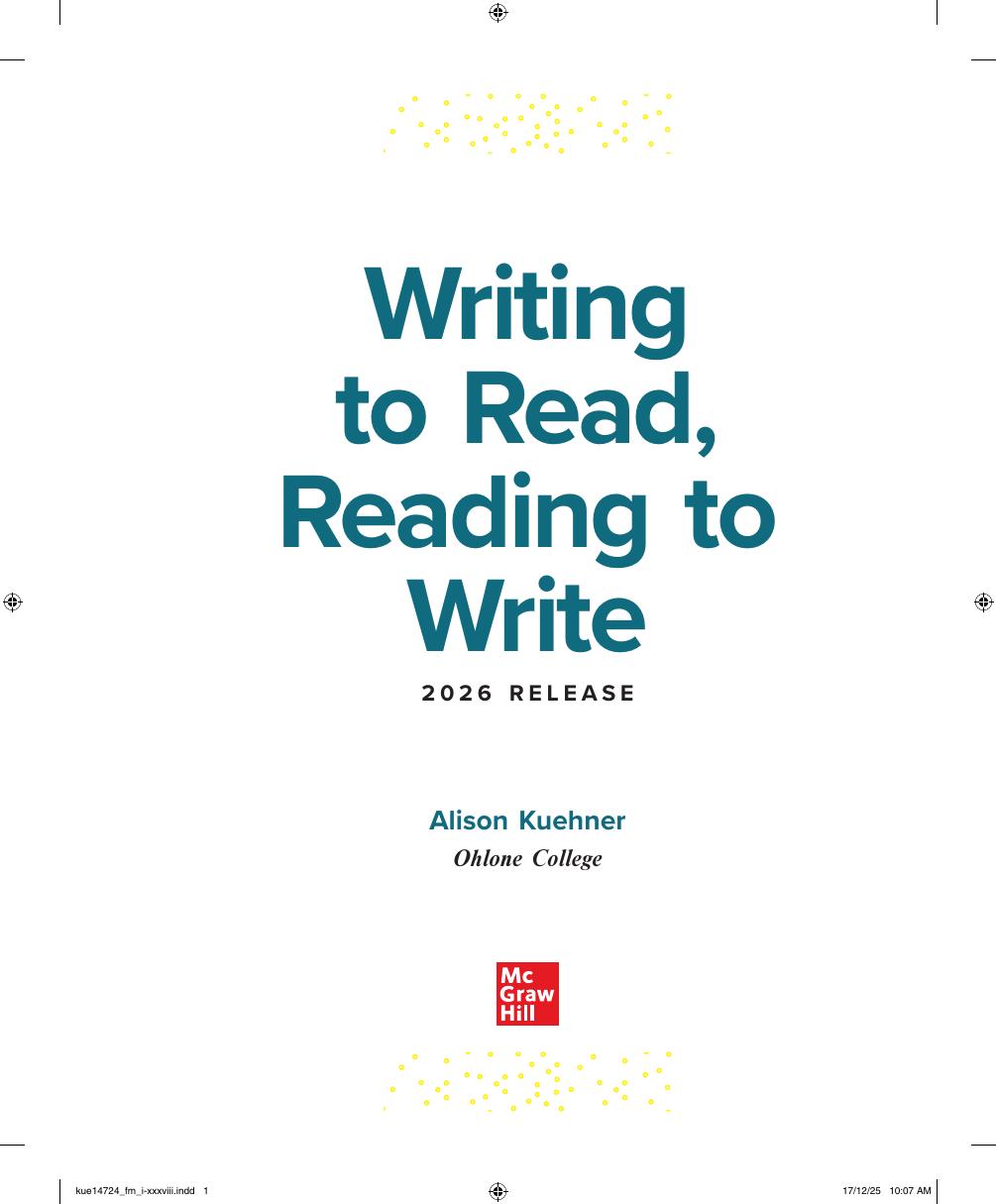 Preview page 2 of Writing to Read Reading to Write 2026 Release By Alison Kuehner