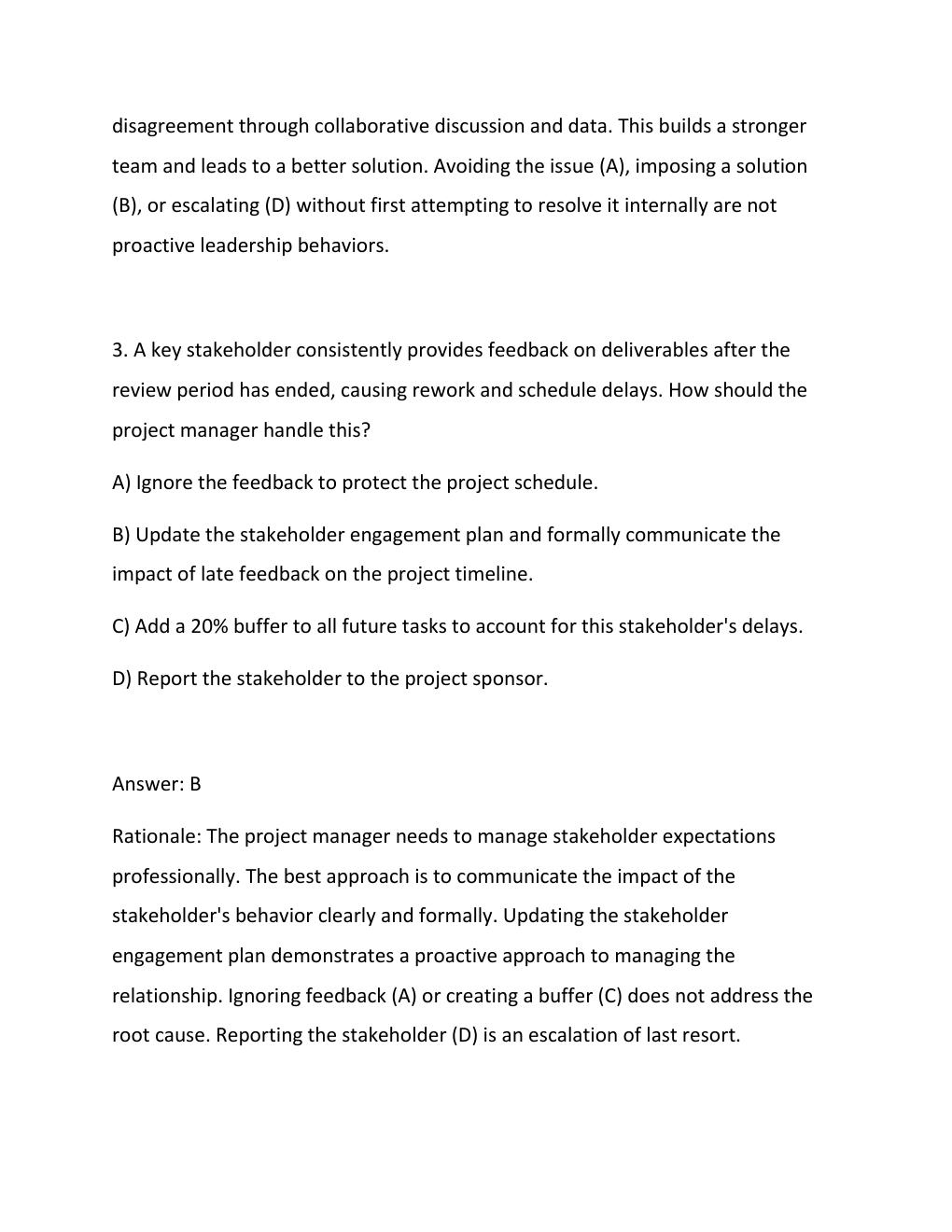 Preview page 3 of PMP Exam Prep 2026 PMBOK 8th Edition Practice Questions & Rationales (ECO Aligned).