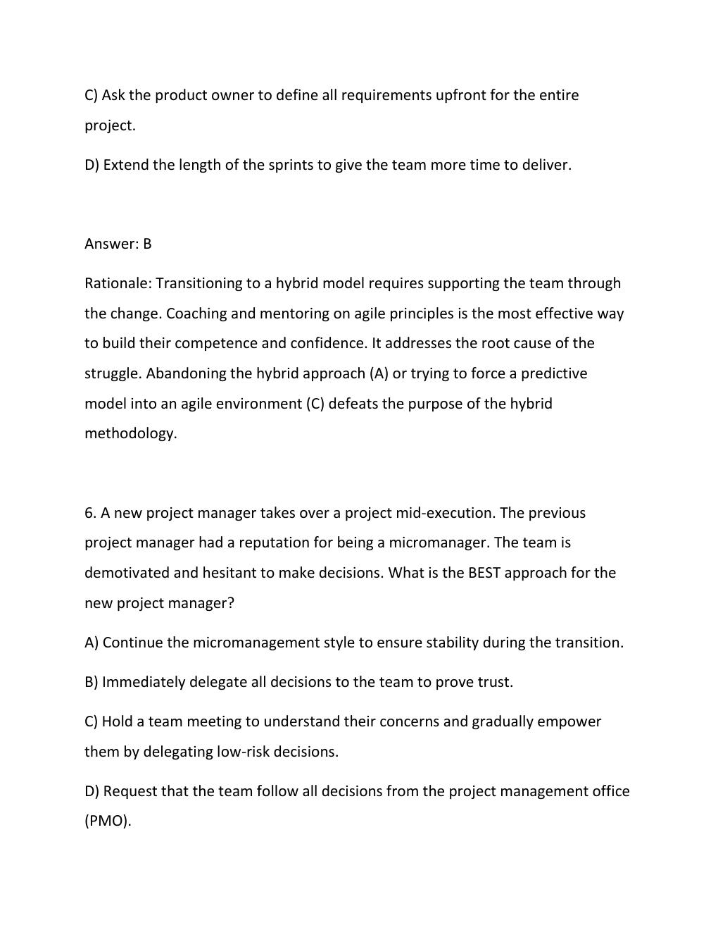 Preview page 5 of PMP Exam Prep 2026 PMBOK 8th Edition Practice Questions & Rationales (ECO Aligned).