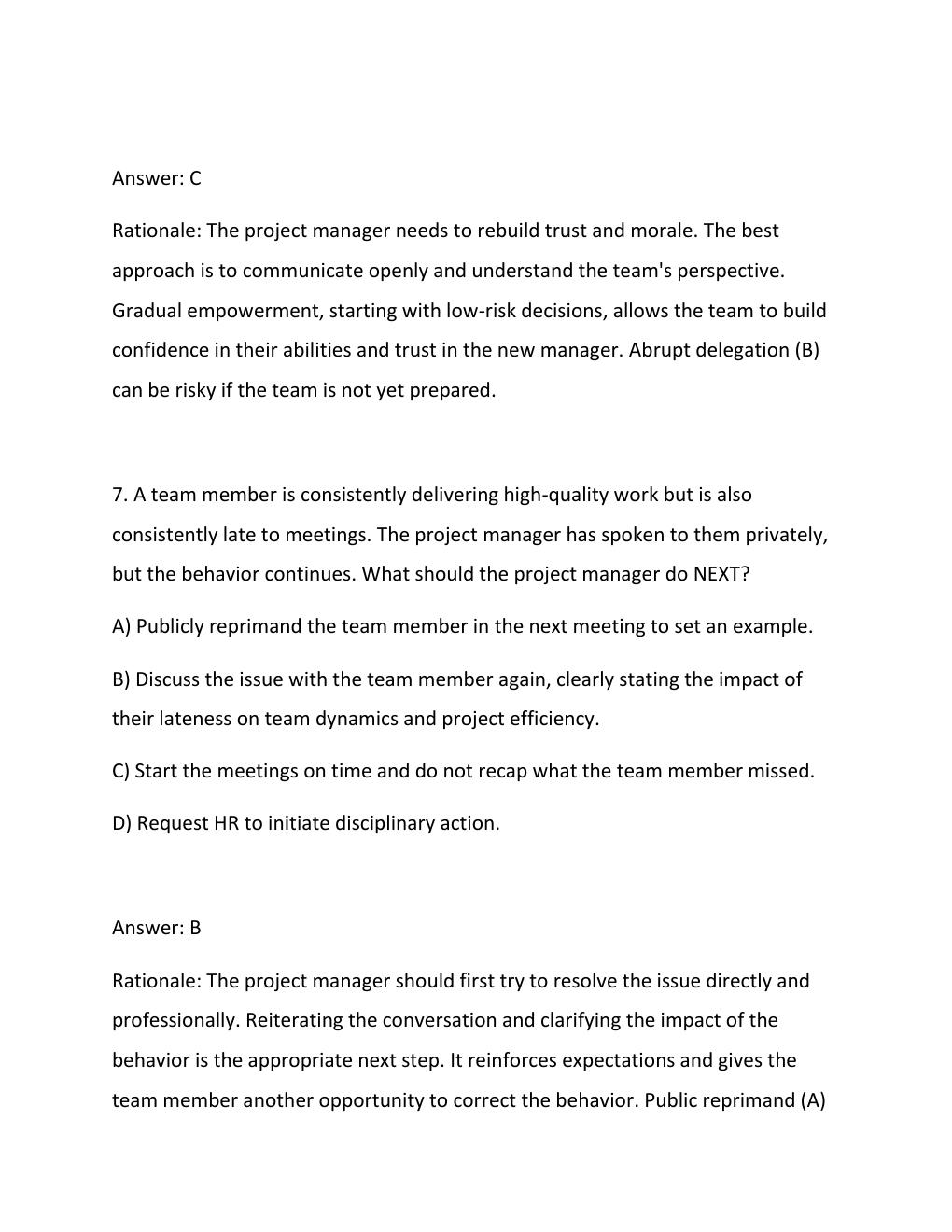 Preview page 6 of PMP Exam Prep 2026 PMBOK 8th Edition Practice Questions & Rationales (ECO Aligned).