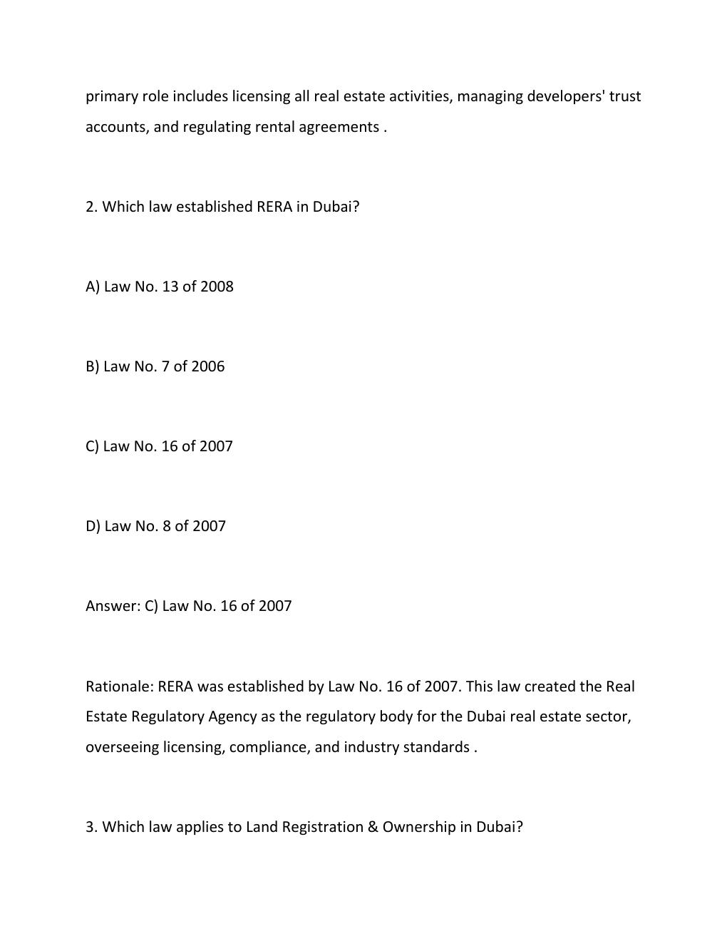 Preview page 2 of Dubai Real Estate Regulations Exam 2026  Practice Questions