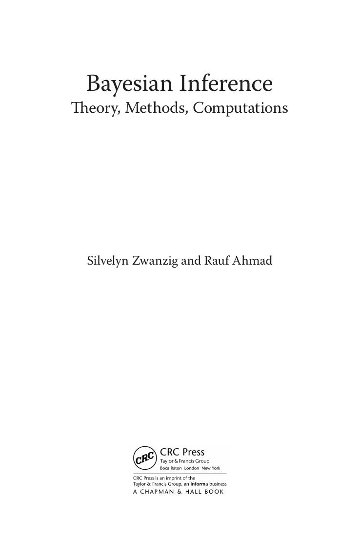 Preview page 4 of eBook PDF Bayesian Inference Theory Methods Computations BY Silvelyn Zwanzig  Rauf Ahmad