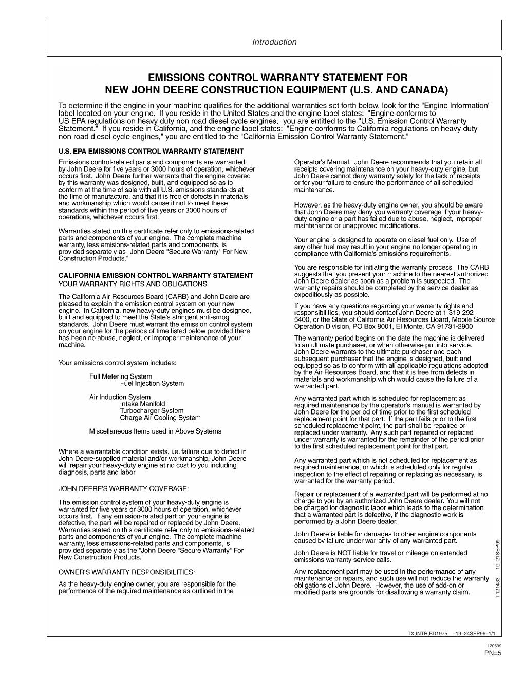 Preview page 5 of John Deere 310SE 315SE Backhoe Loader Operation Test Technical Manual