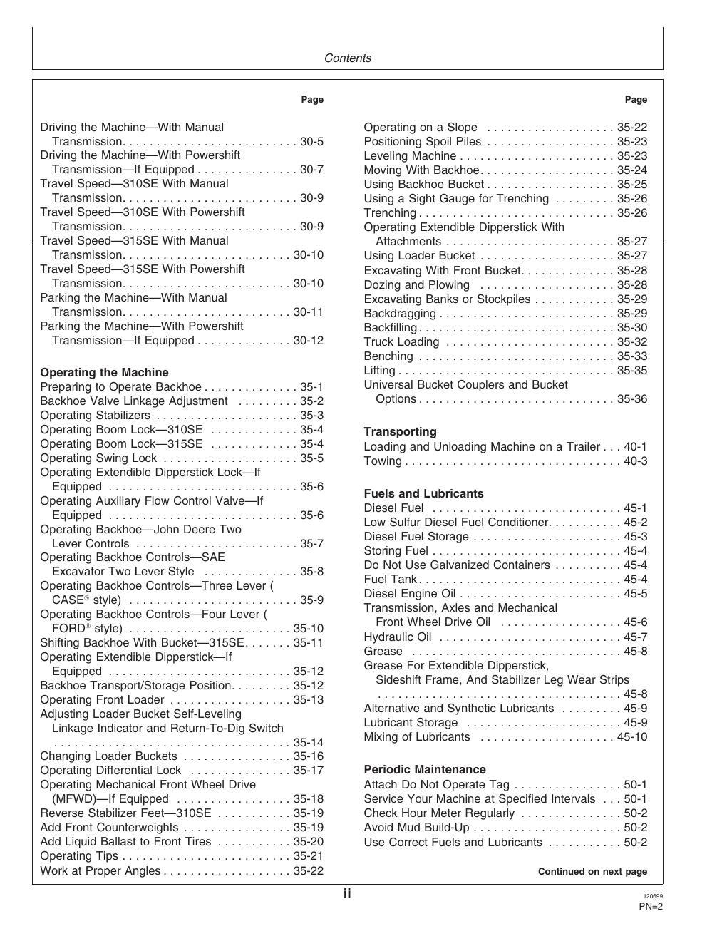 Preview page 8 of John Deere 310SE 315SE Backhoe Loader Operation Test Technical Manual