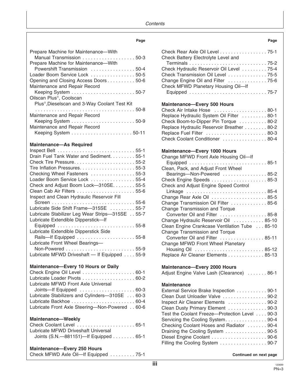 Preview page 9 of John Deere 310SE 315SE Backhoe Loader Operation Test Technical Manual