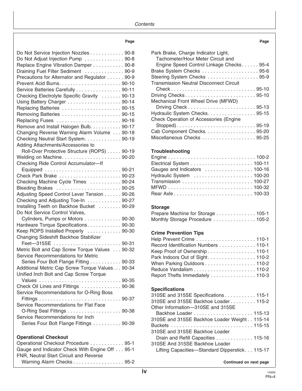 Preview page 10 of John Deere 310SE 315SE Backhoe Loader Operation Test Technical Manual
