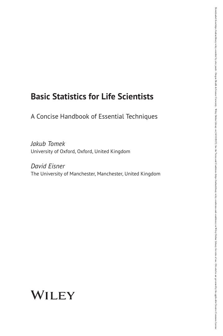 Preview page 3 of eBook PDF Basic Statistics for Life Scientists A Concise Handbook of Essential Techniques 1st Edition By Jakub Tomek, Da