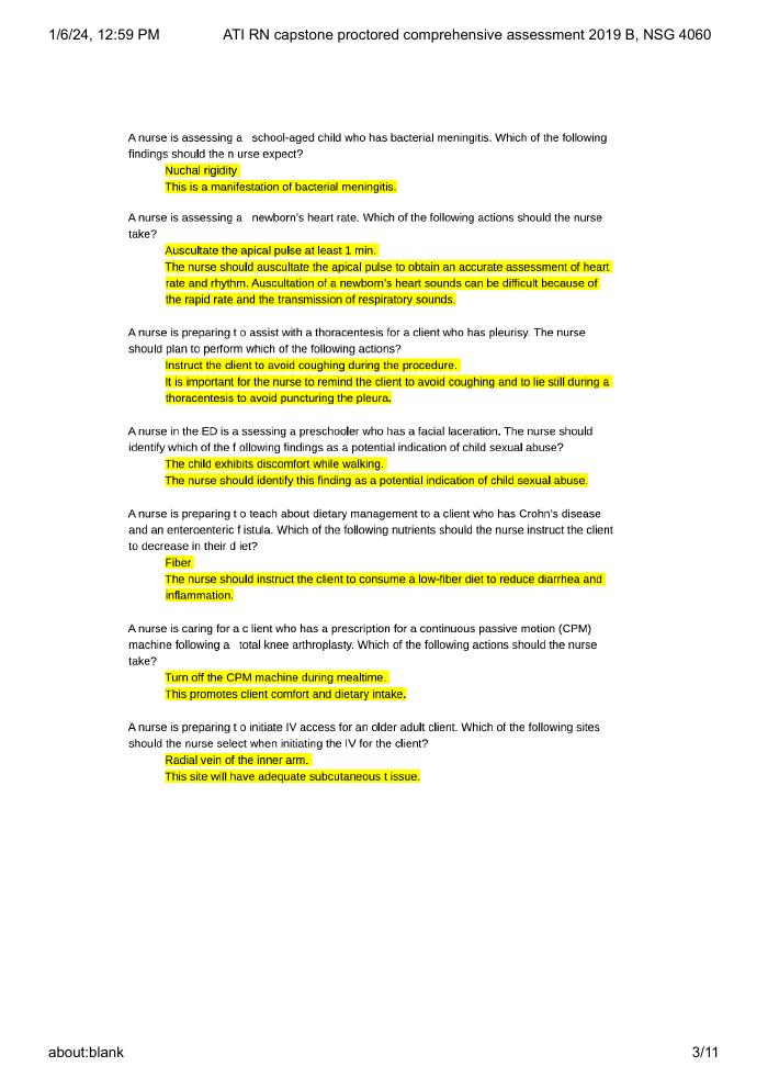 Preview page 3 of ATI RN capstone proctored comprehensive assessment 2019 B, NSG 4060