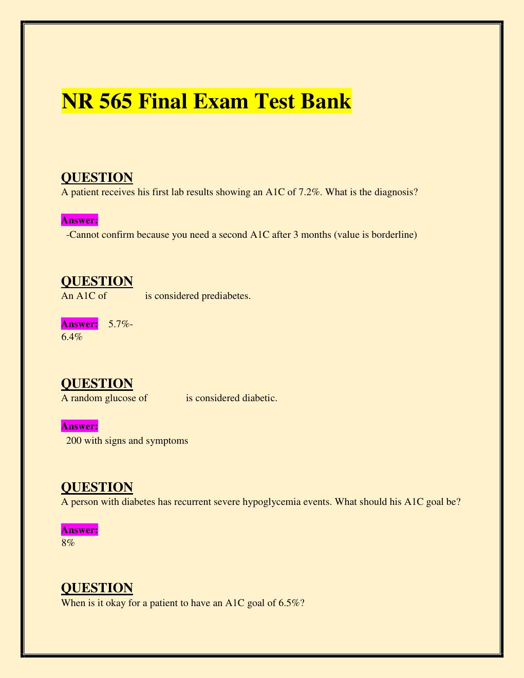 Preview page 2 of NR 565 Advanced Pharmacology Final Exam  Chamberlain College