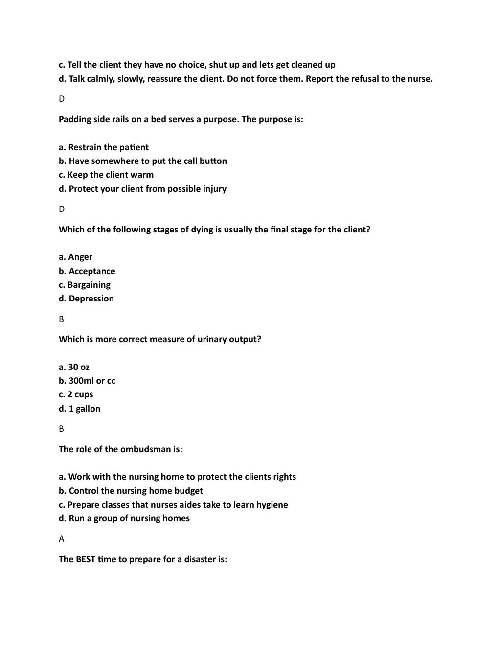 Preview page 4 of Fundamentals of Nursing Final Exam Practice Test & Answer